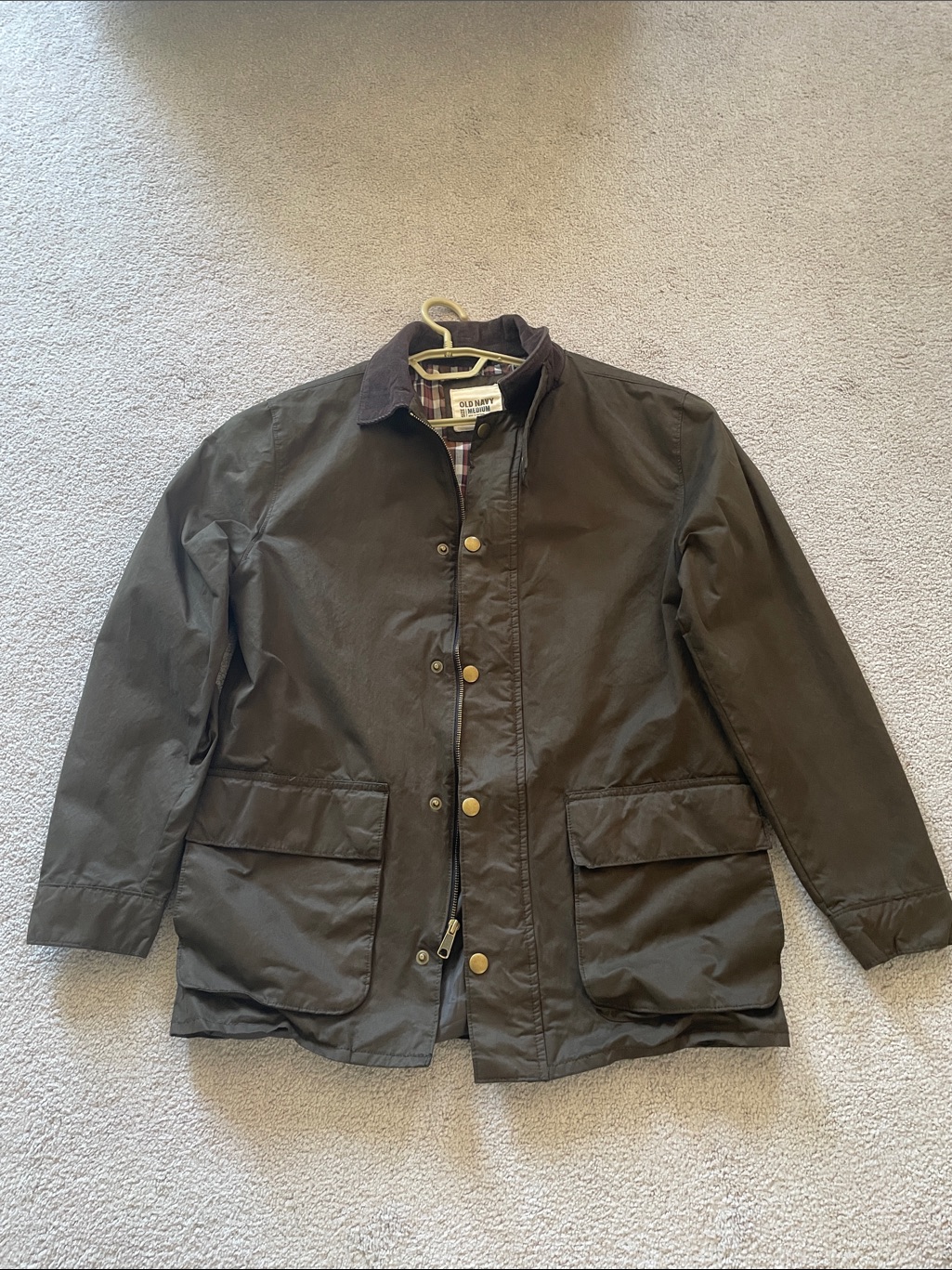 Old Navy Men's Plaid-Lined Field Barn Jacket Brown Medium Nwot